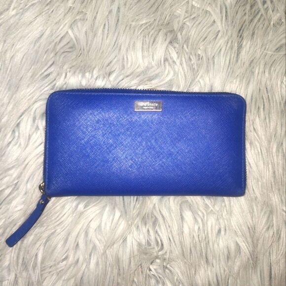 kate spade Handbags - Kate Spade Neda Newbury Lane Navy Blue Zip Around Wallet Gold Hardware WLRU1148